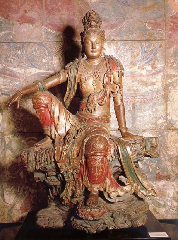 unknow artist Guanyin 1 loan-beginning 12e century Gepolychromeerd wood France oil painting art